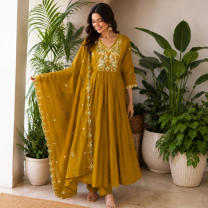 mustard-yellow-embroidered-anarkali-suit-set