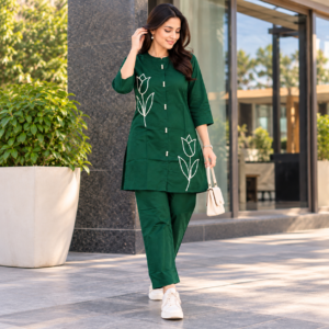 Forest Green Mul Cotton Coord Set